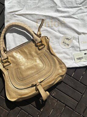Chloe Marcie Medium Bag Leather Peal Gold-Authentic